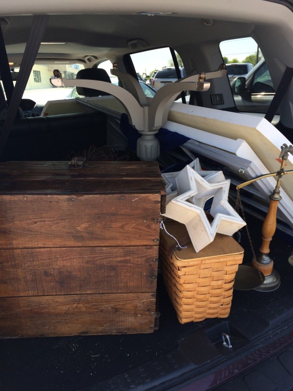 Vehicle filled with garage sale finds